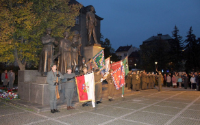 Státní hymna v podání kapely 35. plzeňského pěšího pluku Foligno. 
