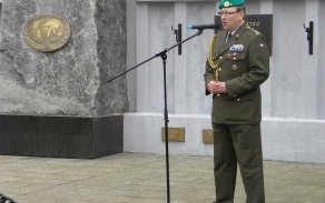 Vystoupení předsedy Československé obce legionářské(ČSOL) v Plzni majora Jindřicha Pleschera.